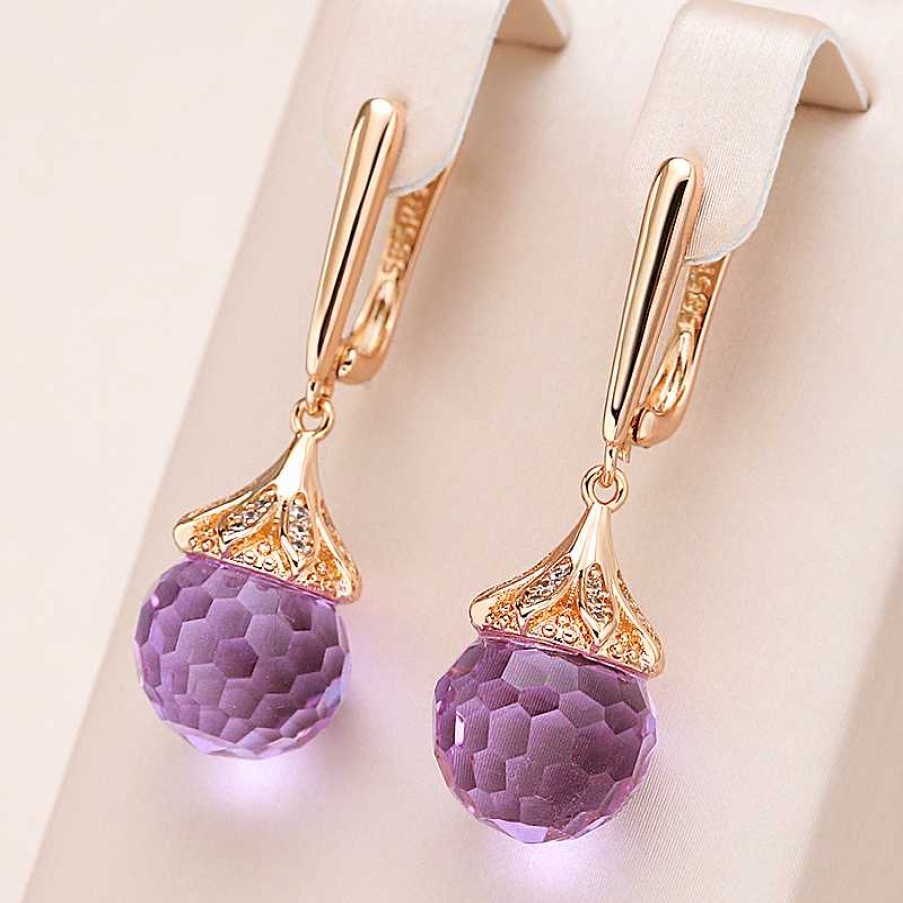 Boucles D'Oreilles Paradise Jewels France | Boucles D'Oreilles El Gantes En Cristal Violet Arrondi