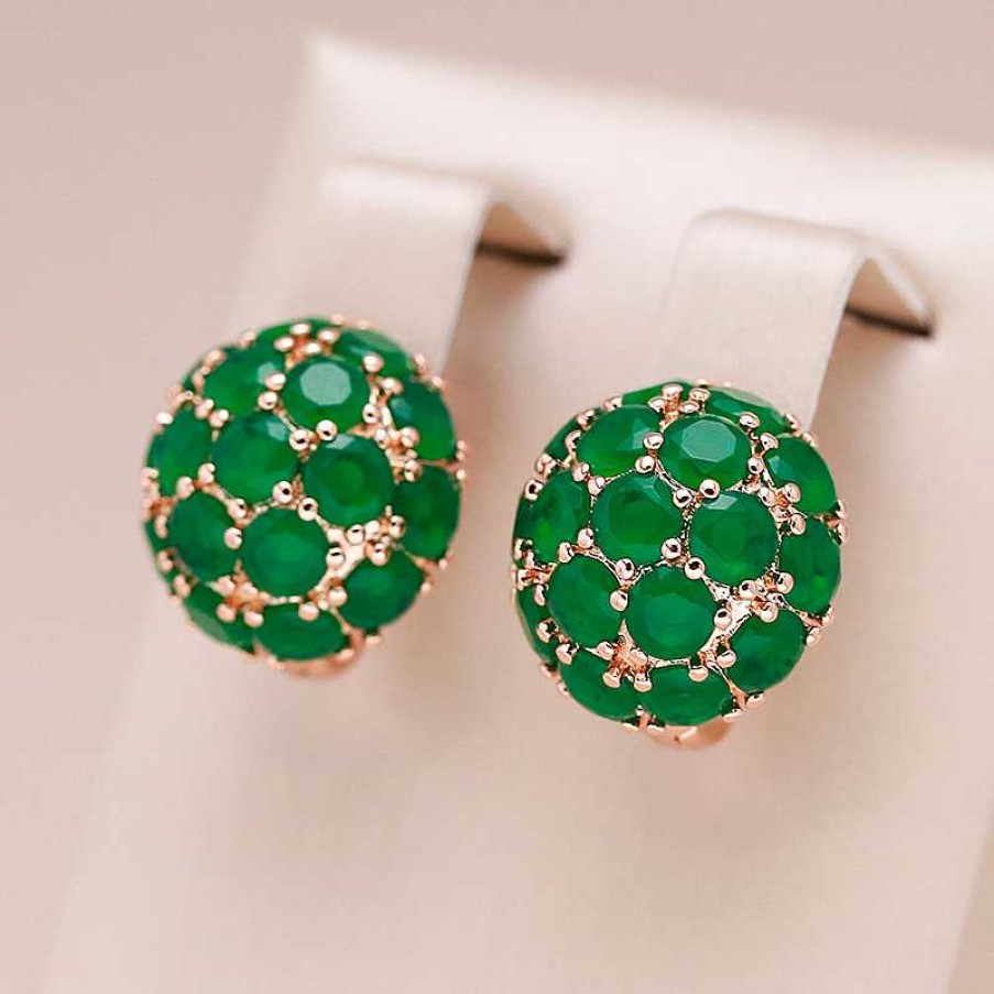 Boucles D'Oreilles Paradise Jewels France | Petites Boucles D'Oreilles En Or Avec Cristal Vert