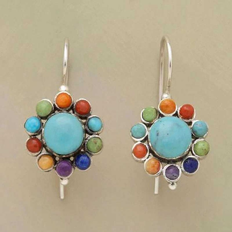 Boucles D'Oreilles Paradise Jewels France | Boucles D'Oreilles Rondes En Turquoise Multicolore