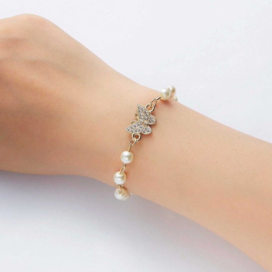 Bracelets Paradise Jewels France | Bracelet Papillon Brillant Avec Perle