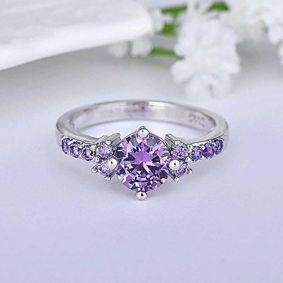 Bagues Paradise Jewels France | Bague De Zircon Violet En Argent