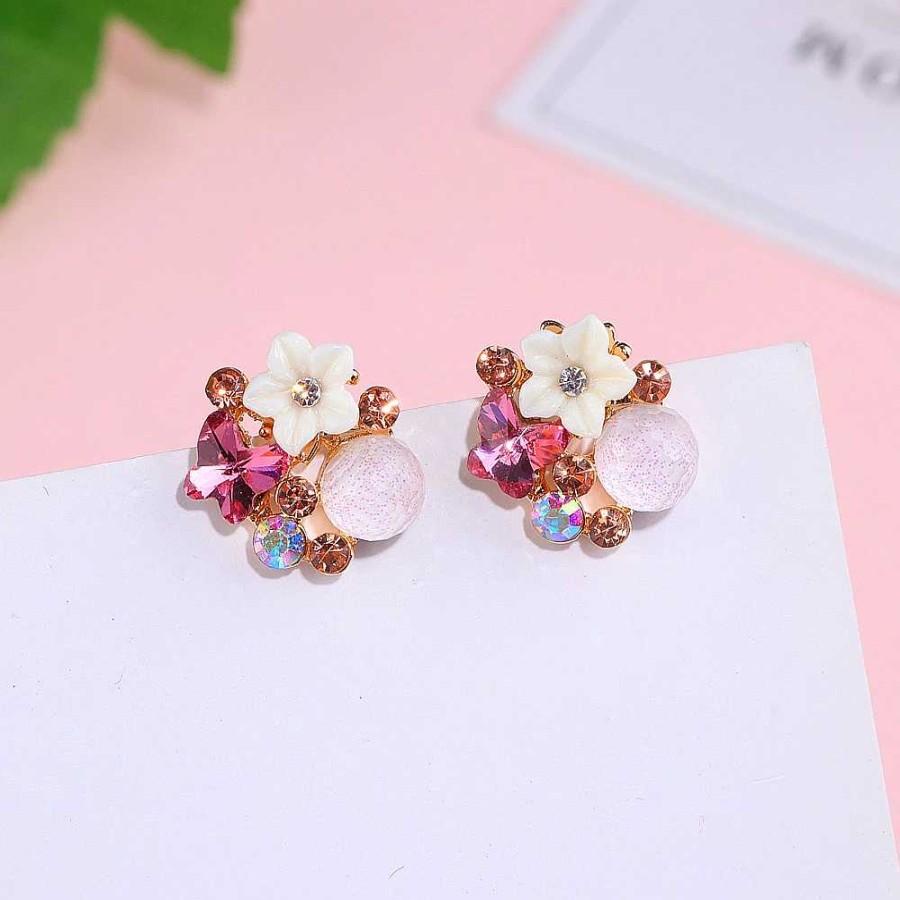 Boucles D'Oreilles Paradise Jewels France | Boucles D'Oreilles Floral Flare Avec Zircons