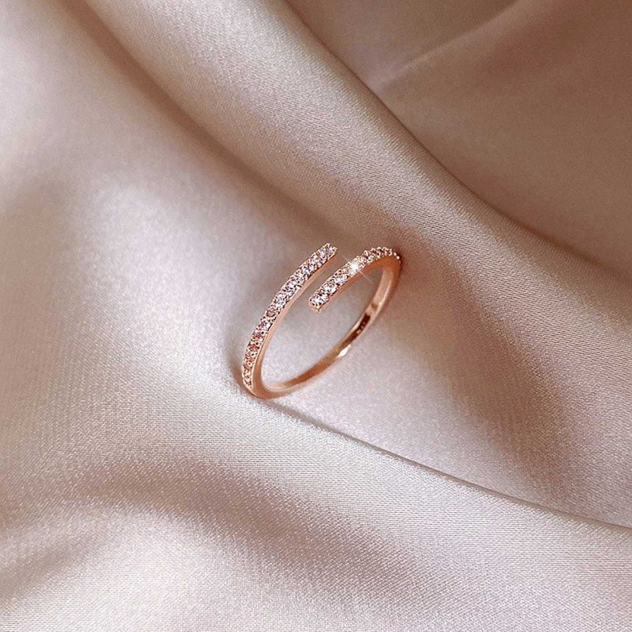 Bagues Paradise Jewels France | Bague Ajustable Brillante En Or Rose