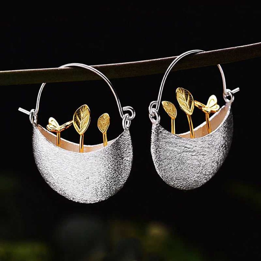 Boucles D'Oreilles Paradise Jewels France | Boucles D'Oreilles Panier Fleuri En Or Et Argent