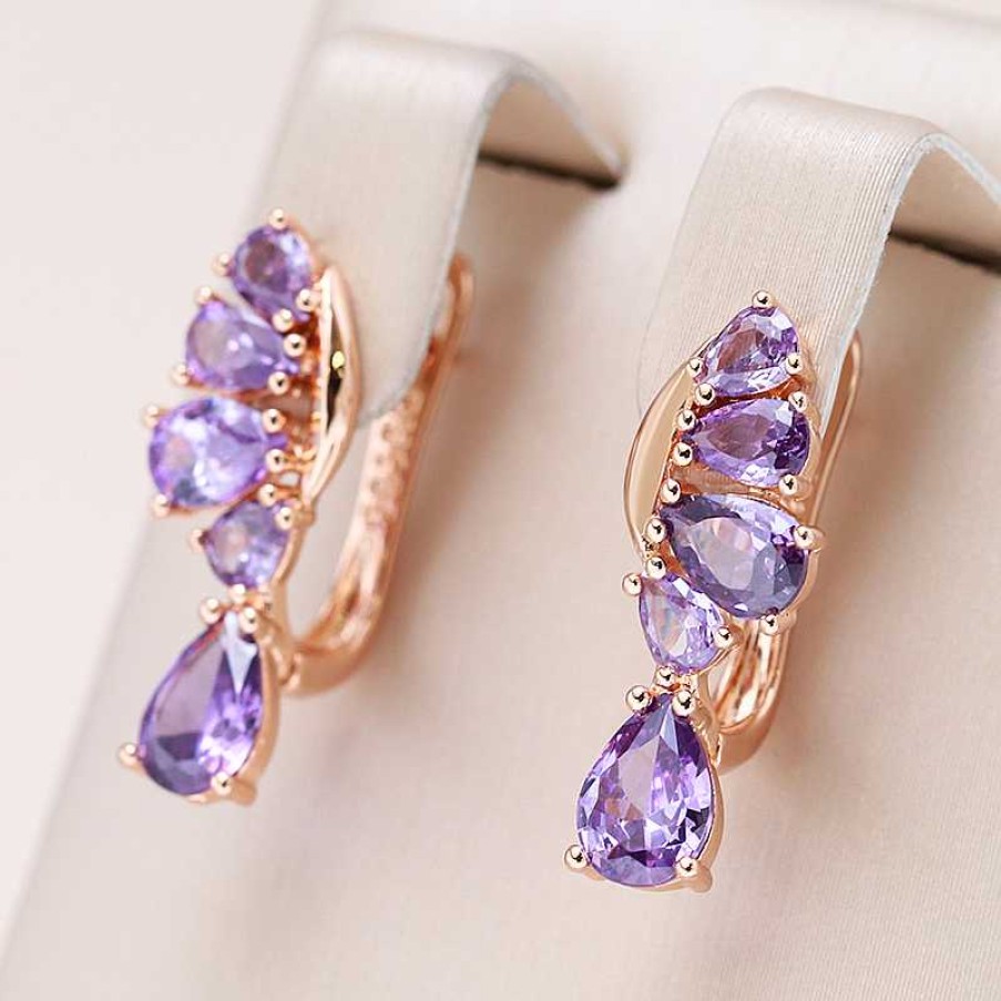 Boucles D'Oreilles Paradise Jewels France | Boucles D'Oreilles L Gantes En Cristal Violet