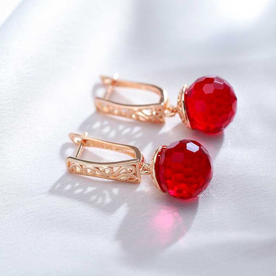 Boucles D'Oreilles Paradise Jewels France | El Gantes Boucles D'Oreilles Boule De Cristal Rouge En Or