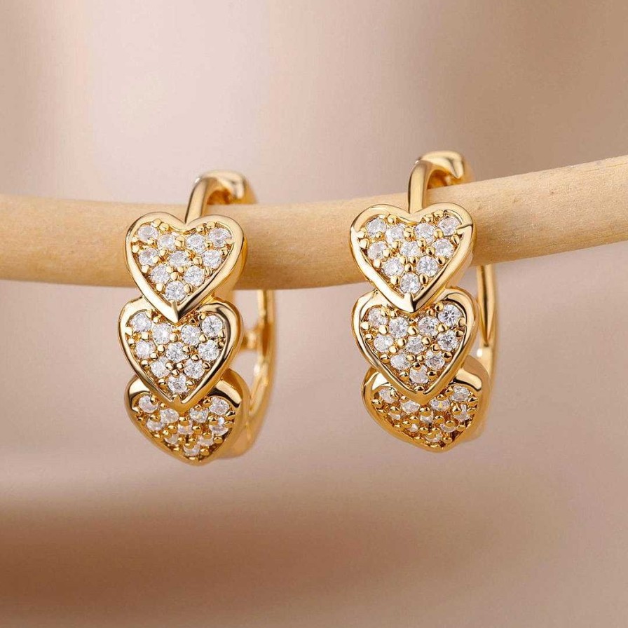 Boucles D'Oreilles Paradise Jewels France | Boucles D'Oreilles Coeur Avec Zircone En Or