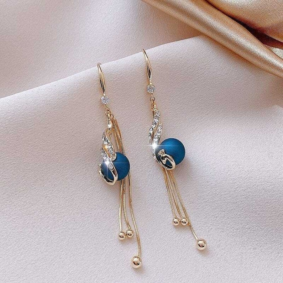 Boucles D'Oreilles Paradise Jewels France | Boucles D'Oreilles De F Te Avec Perles Bleues