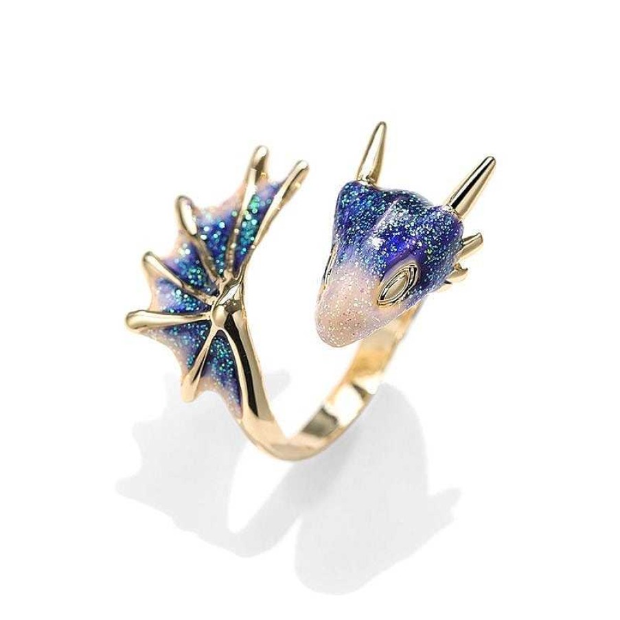 Bagues Paradise Jewels France | Bague Ajustable Dragon Et Mail Peint La Main