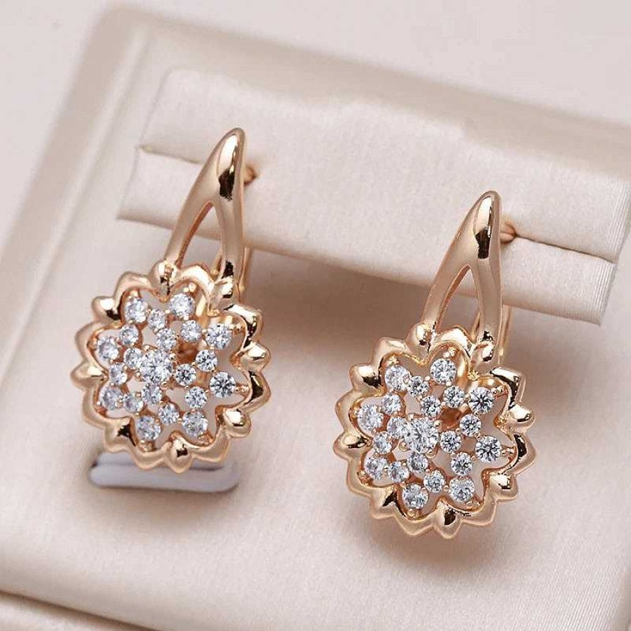 Boucles D'Oreilles Paradise Jewels France | Boucles D'Oreilles Fleur De Cristal El Gante En Or