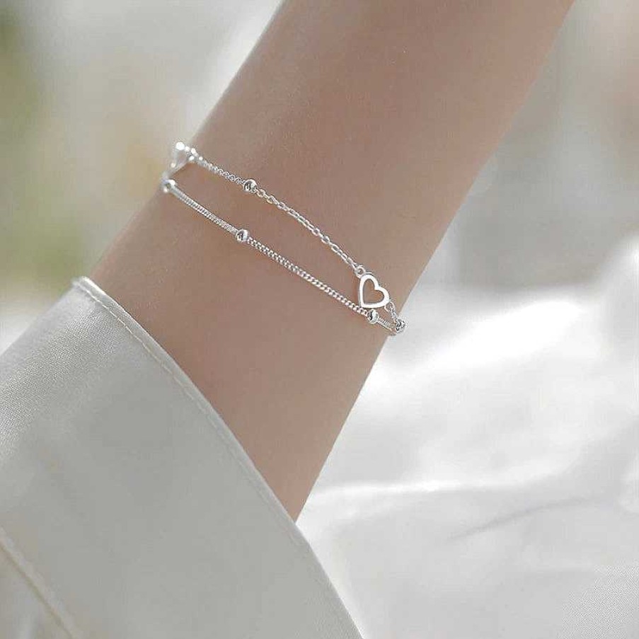 Bracelets Paradise Jewels France | Bracelet Ajustable De C Ur En Argent