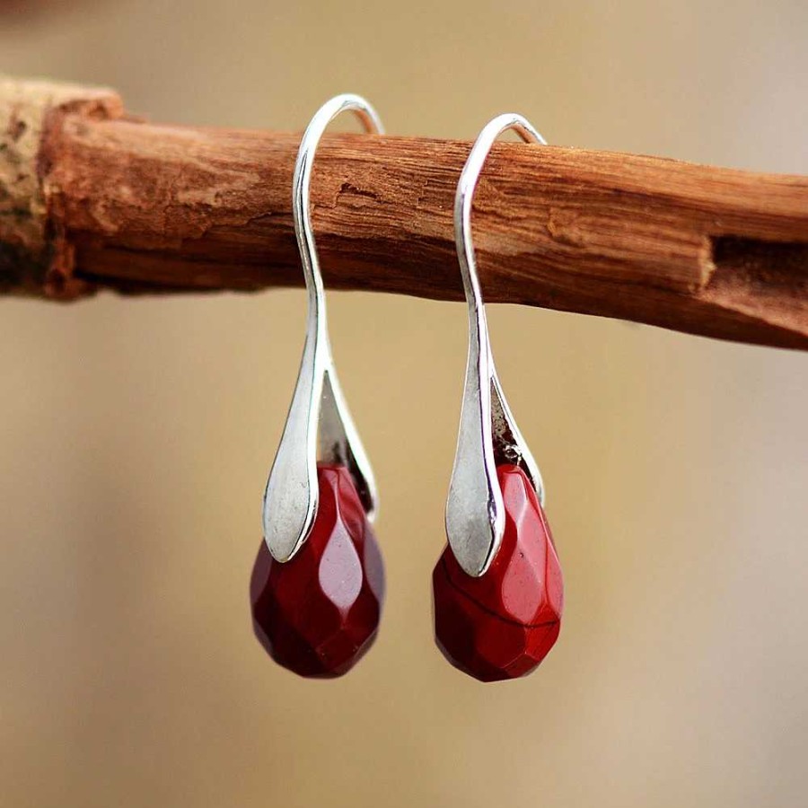 Boucles D'Oreilles Paradise Jewels France | Boucles D'Oreilles En Argent Avec Pierre Rouge