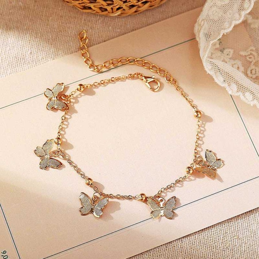 Bracelets Paradise Jewels France | Bracelet De Cheville Papillon En Or