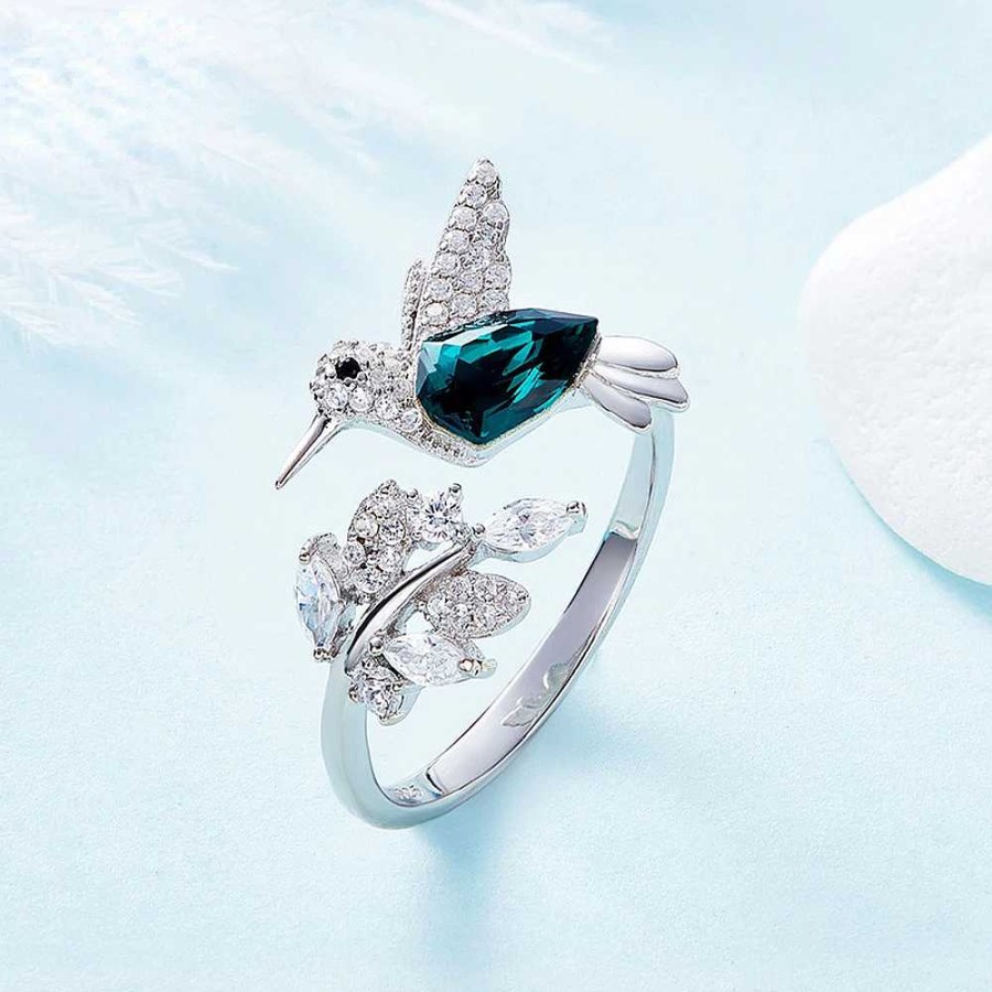 Bagues Paradise Jewels France | Bague Oiseaux R Glables Avec Zircone Bleue En Sterling