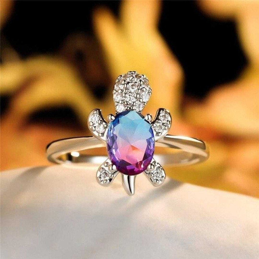 Bagues Paradise Jewels France | Bague Tortue De Mer En Zircon Ovale Et Argent