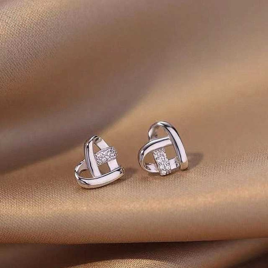 Boucles D'Oreilles Paradise Jewels France | Boucles D' Eilles Maillon Coeur Avec Zirconia En