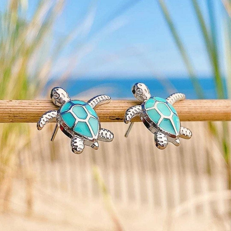 Boucles D'Oreilles Paradise Jewels France | Boucles D'Oreilles Tortue De Mer En Opale Et Argent