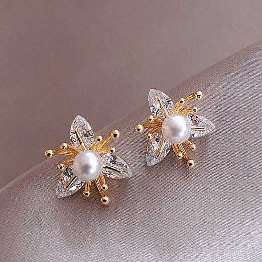 Boucles D'Oreilles Paradise Jewels France | Boucles D'Oreilles Fleuri En Perles Et Cristaux