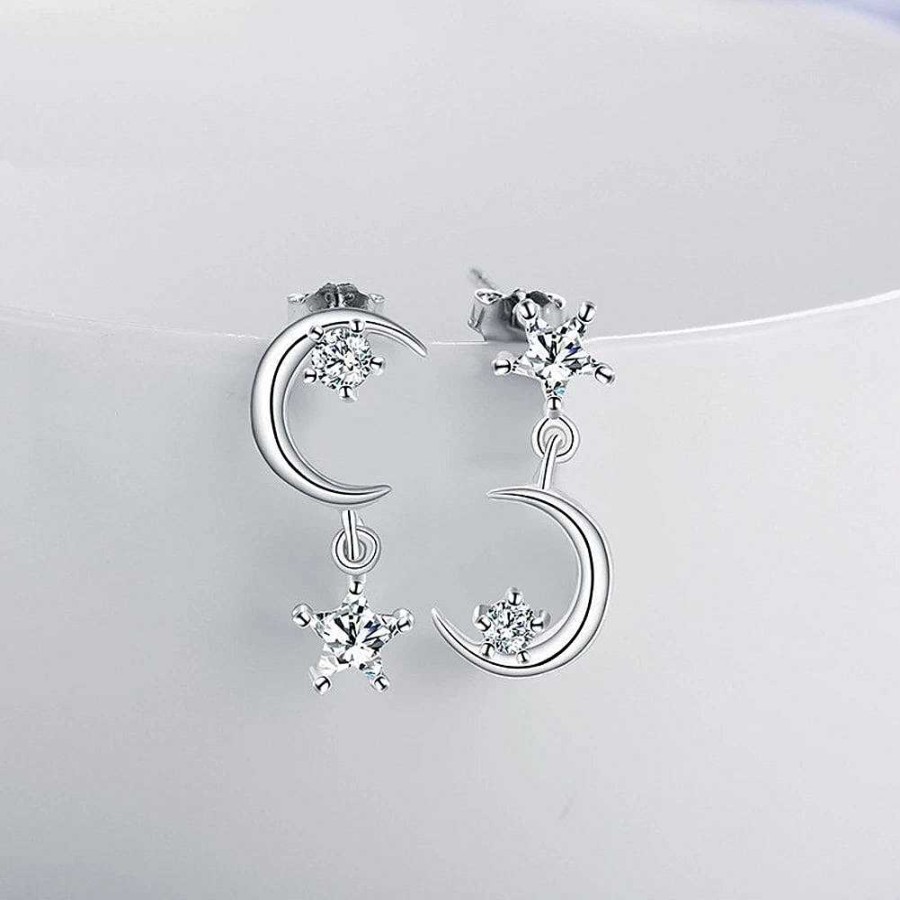 Boucles D'Oreilles Paradise Jewels France | Boucles D'Oreilles Demi-Lune Avec Zircon En Argent Sterling