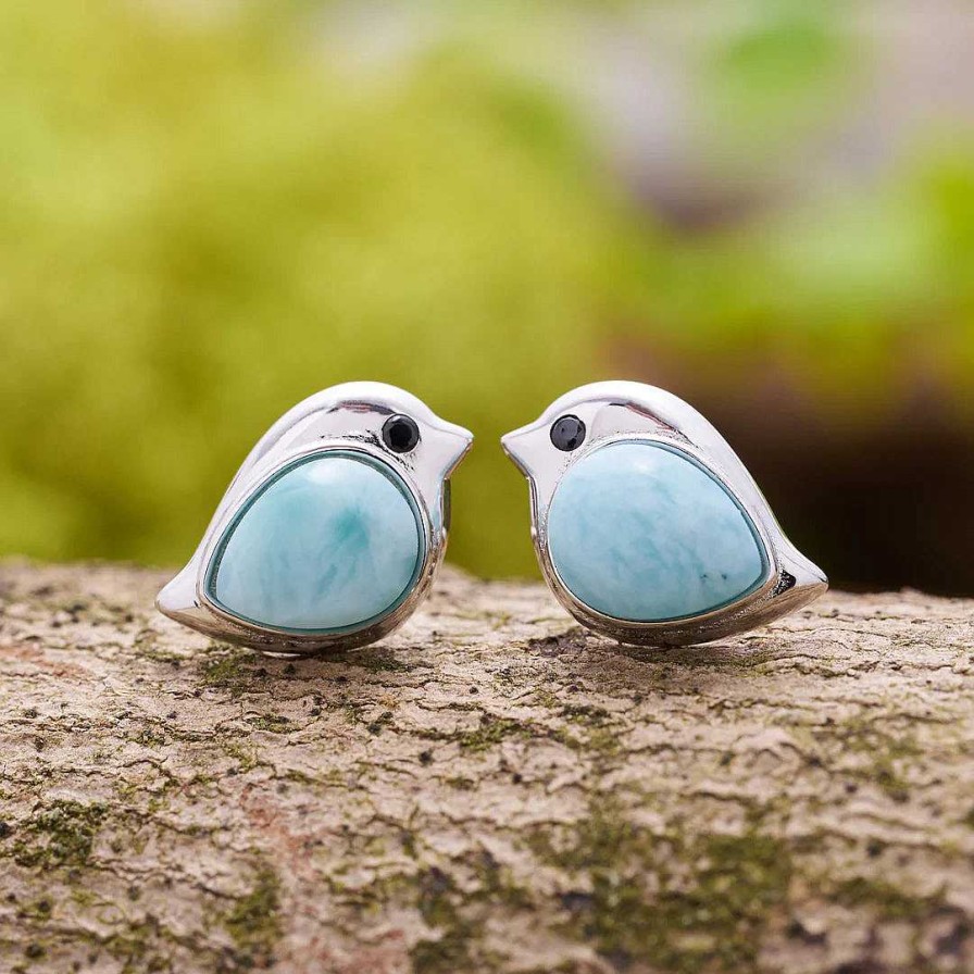 Boucles D'Oreilles Paradise Jewels France | Boucles D'Oreilles Petits Oiseaux Avec Opale Bleue En Argent