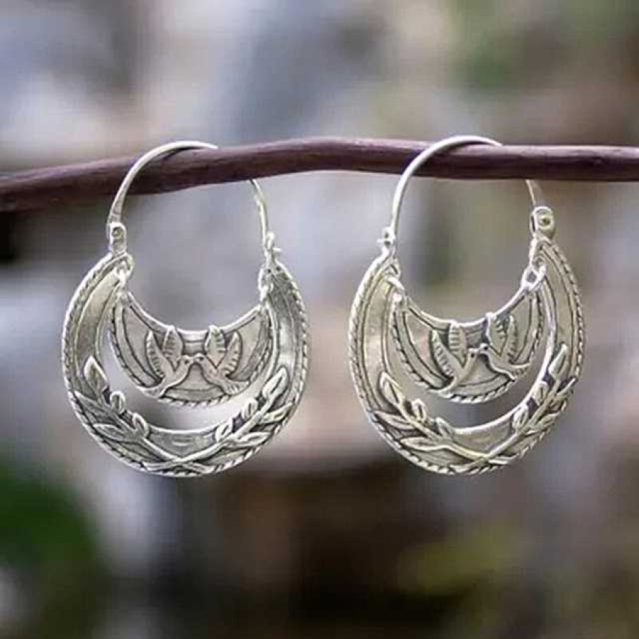 Boucles D'Oreilles Paradise Jewels France | Boucles D'Oreilles Fleur Vintage En Argent