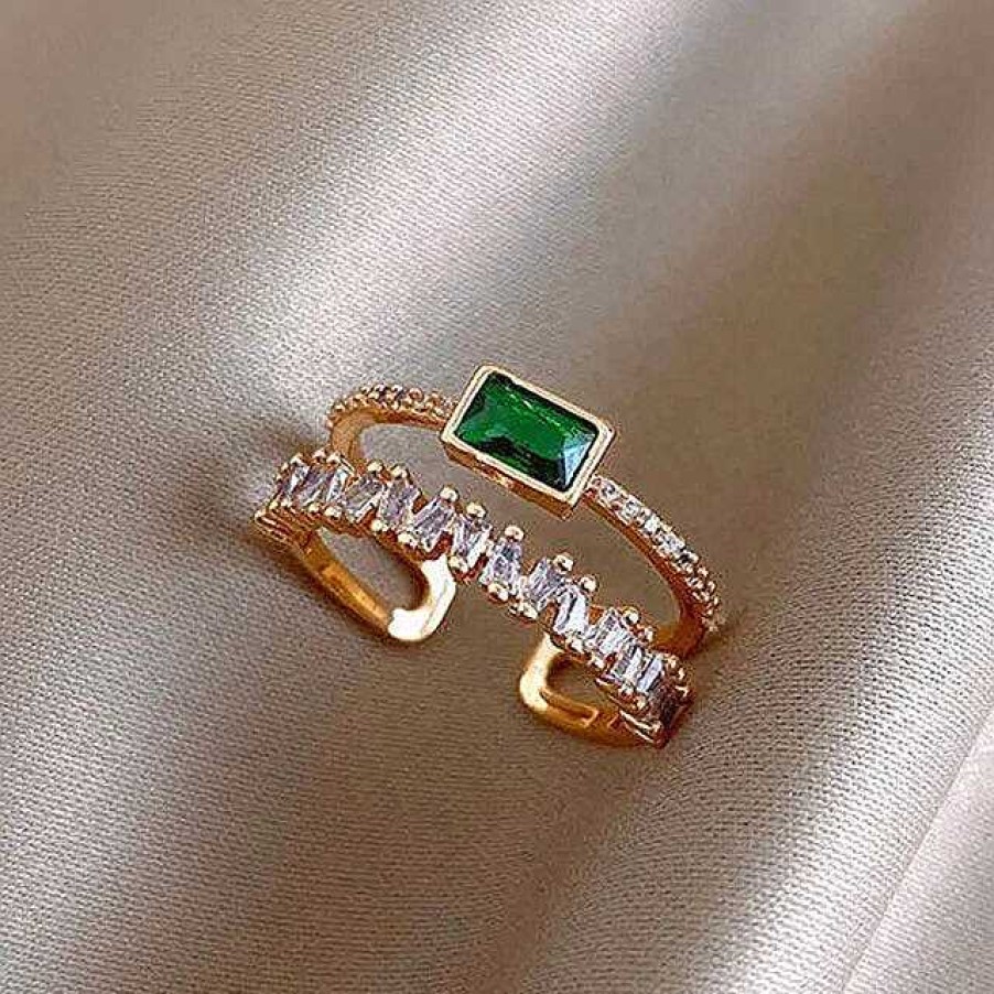 Bagues Paradise Jewels France | Bague L Gante En Cristal Vert