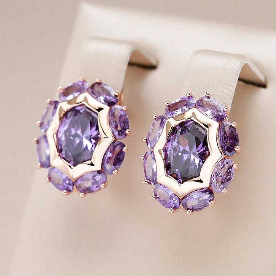 Boucles D'Oreilles Paradise Jewels France | Boucles D'Oreilles L Gantes En Cristal Violet