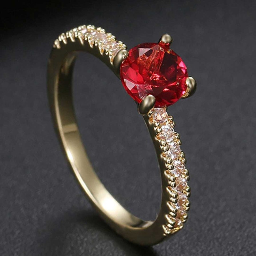 Bagues Paradise Jewels France | Bague De Luxe Avec Zircon Rouge En Or