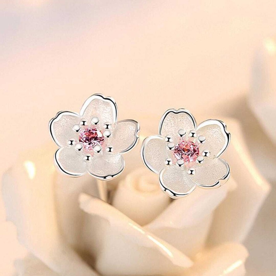 Boucles D'Oreilles Paradise Jewels France | Boucles D'Oreilles Fleurs Blanches En Argent