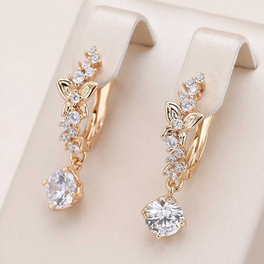 Boucles D'Oreilles Paradise Jewels France | Boucles D'Oreilles Pendants Papillon Avec Zirconia En Or