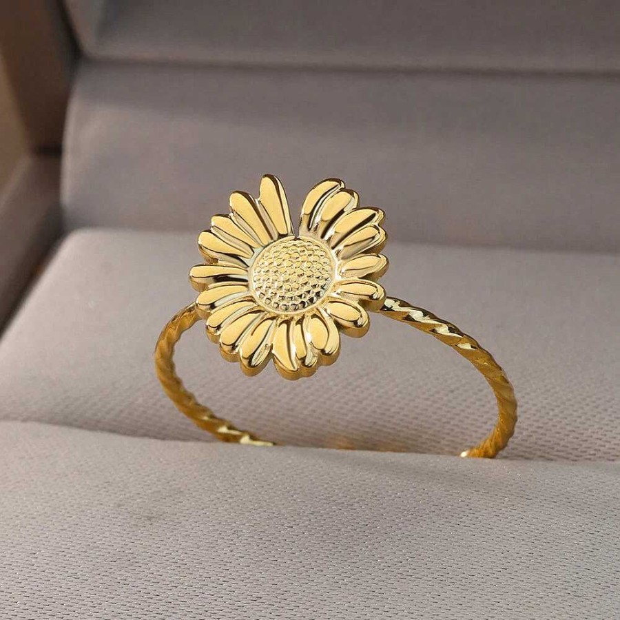 Bagues Paradise Jewels France | Bague Ajustable Tournesol En Or