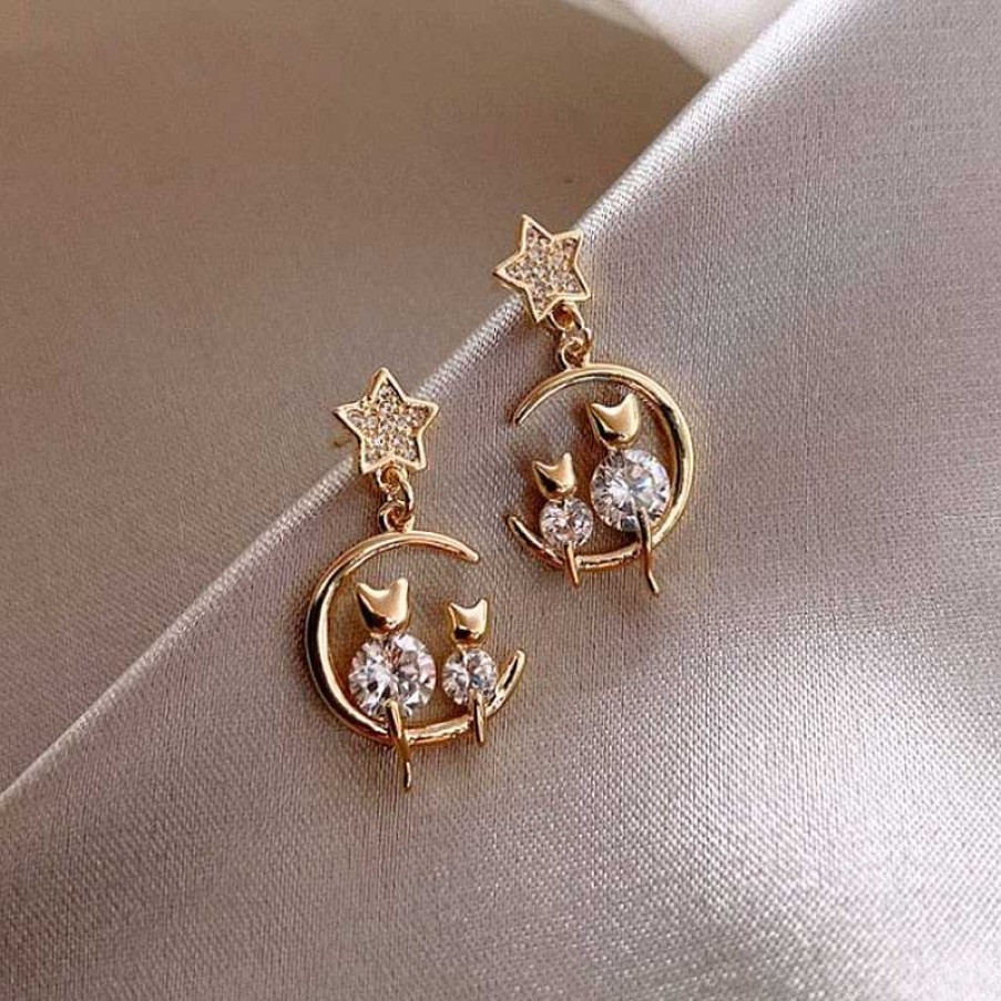 Boucles D'Oreilles Paradise Jewels France | Boucles D'Oreilles Famille Chaton De Luxe En Incrustation De Ferrite