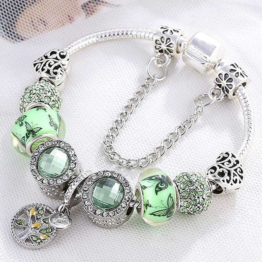 Bracelets Paradise Jewels France | Bracelet En Argent Et Cristal Vert