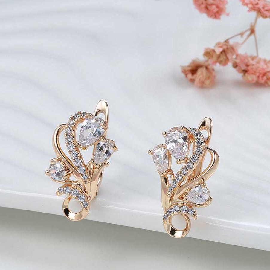 Boucles D'Oreilles Paradise Jewels France | Boucles D'Oreilles El Gante Fleur De Cristal En Or