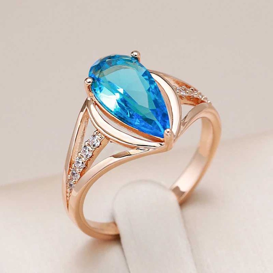 Bagues Paradise Jewels France | Bague L Gante Avec Zircon Bleu En Or