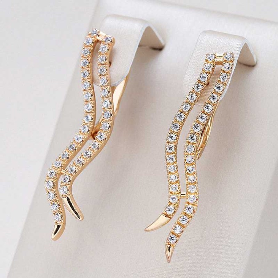 Boucles D'Oreilles Paradise Jewels France | Boucles D'Oreilles Ondul Es Dor Es Et Brillantes