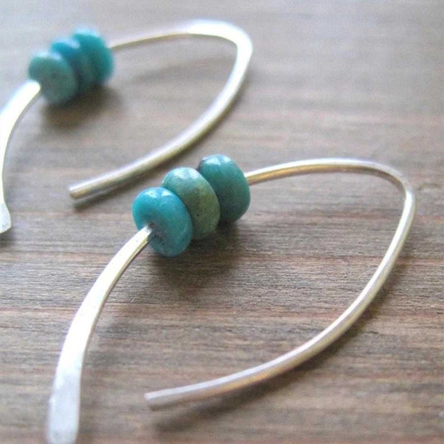 Boucles D'Oreilles Paradise Jewels France | Boucles D'Oreilles Ondul Es Boh Me Avec Pierres Turquoises En Argent Sterling