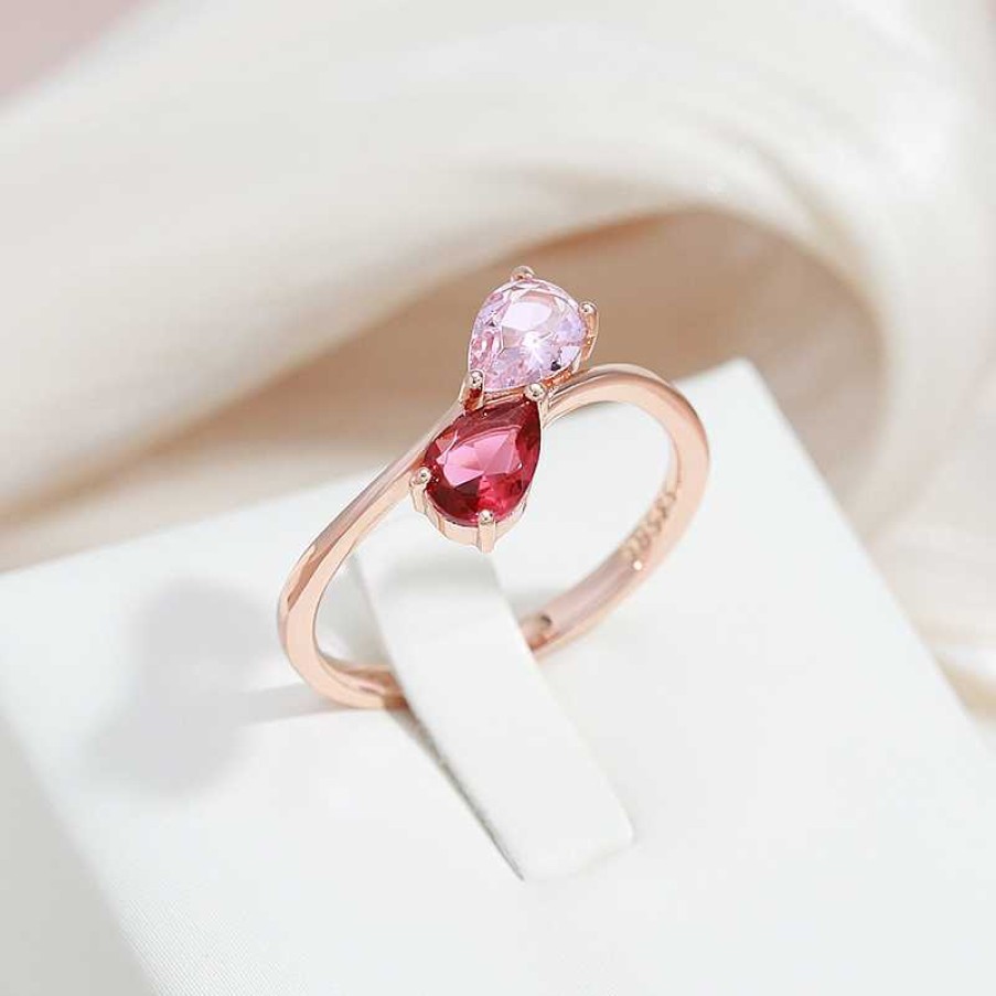 Bagues Paradise Jewels France | Bague L Gante Avec Cristal Rouge En Or