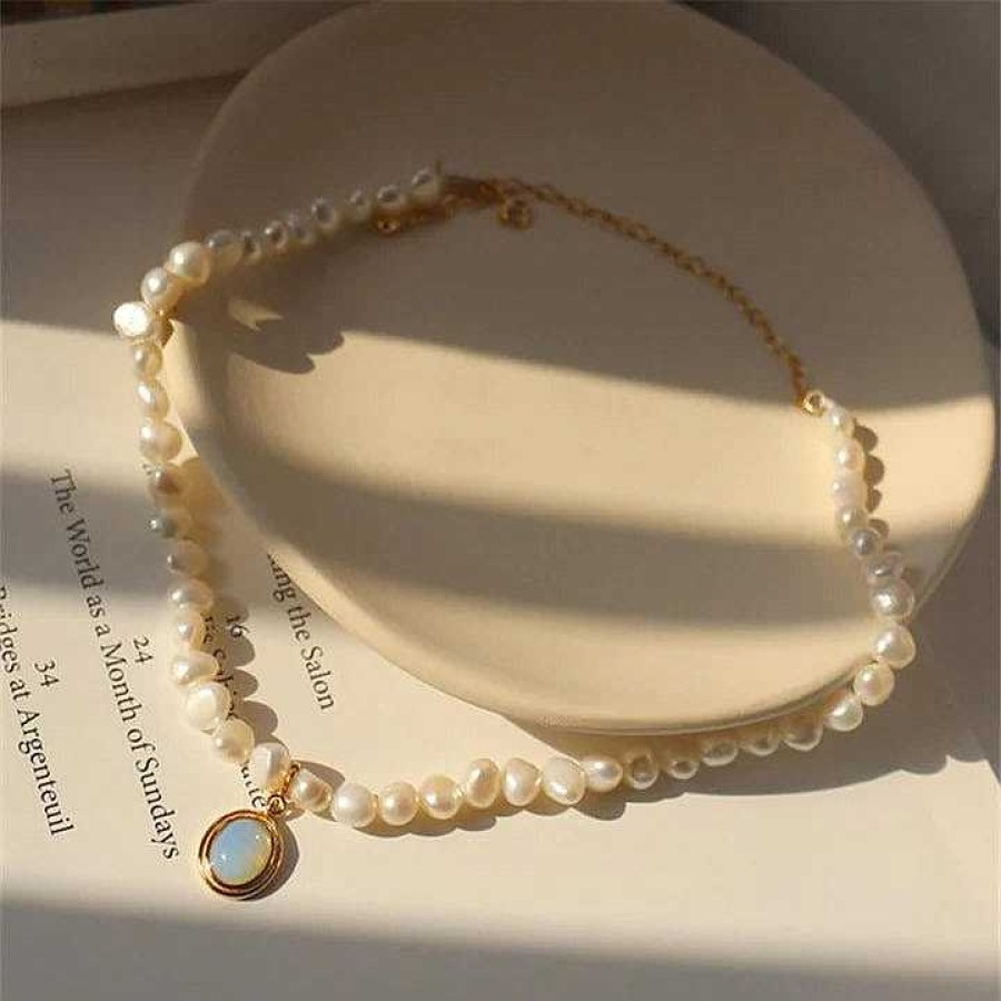 Colliers Paradise Jewels France | Collier De Perles Avec Pierre De Lune En Or