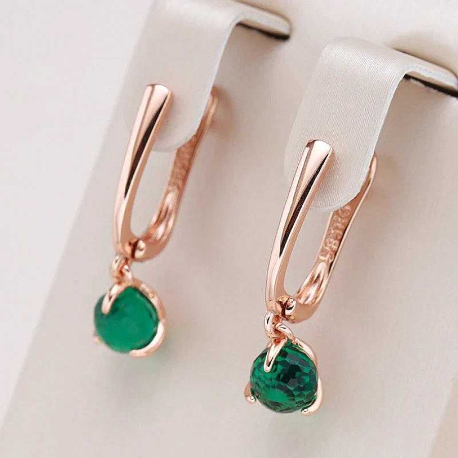 Boucles D'Oreilles Paradise Jewels France | Boucles D'Oreilles L Gant En Cristaux Verts En Or