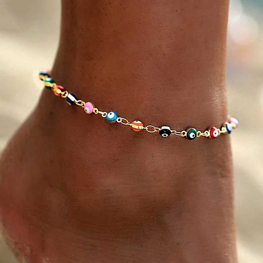 Bracelets Paradise Jewels France | Bracelet De Cheville Oeil Turc Multicolore En Or