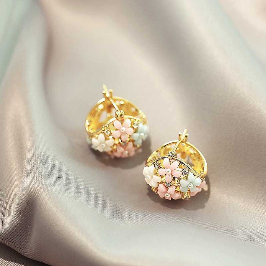 Boucles D'Oreilles Paradise Jewels France | Boucles D'Oreilles Bateau Fleurs En Or