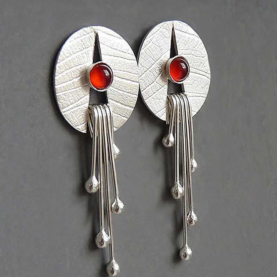 Boucles D'Oreilles Paradise Jewels France | Boucles D'Oreilles Pendantes En Pierre Rouge Creuse