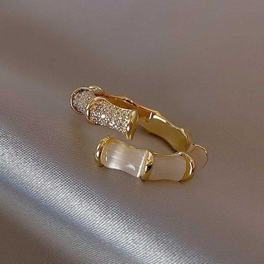 Bagues Paradise Jewels France | Bague R Glable En Forme De Bambou En Or