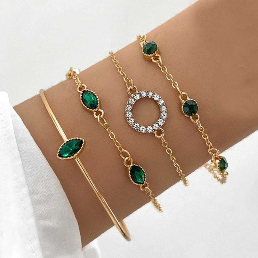 Bracelets Paradise Jewels France | Pack De Bracelets En Cristal Vert En Or