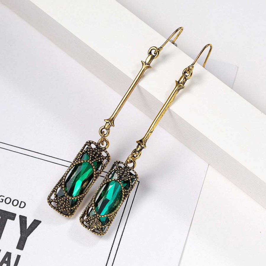 Boucles D'Oreilles Paradise Jewels France | Boucles D'Oreilles Lanterne Verte En Or