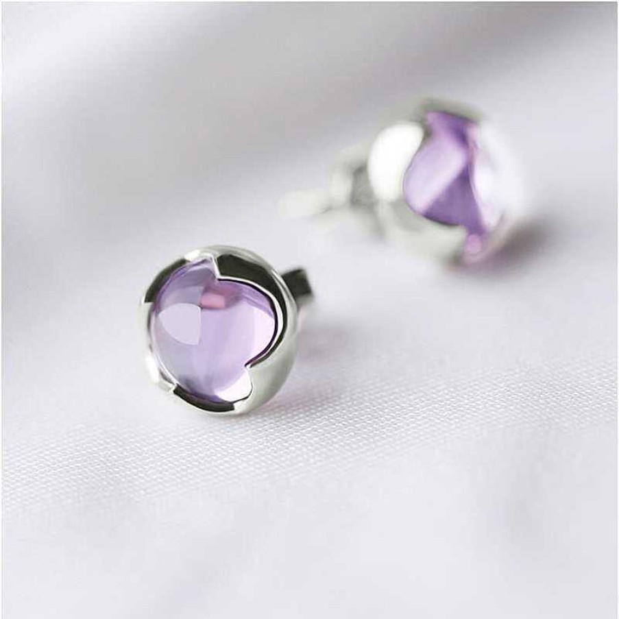 Boucles D'Oreilles Paradise Jewels France | Boucles D'Oreilles En Cristal Sph Rique Violet En Argent