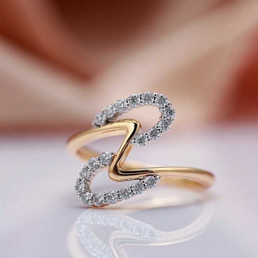 Bagues Paradise Jewels France | Bague L Gante Vagues Brillantes En Or