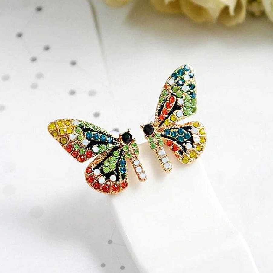 Boucles D'Oreilles Paradise Jewels France | Boucles D'Oreilles Papillon Color En Or