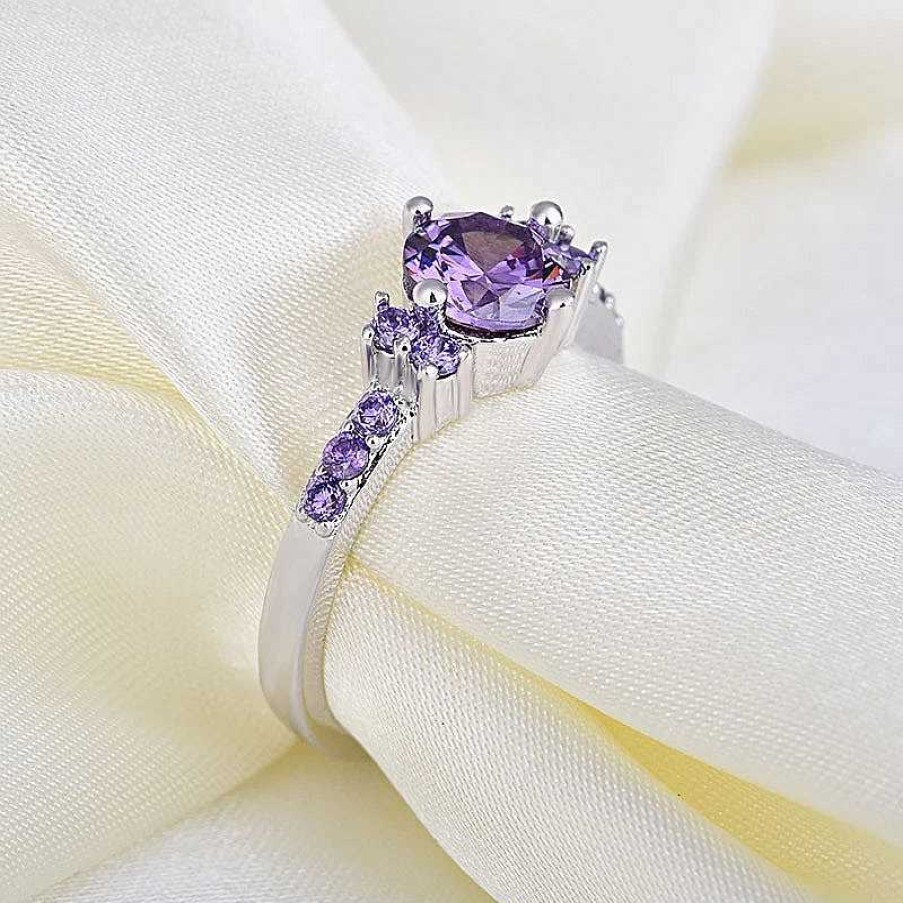 Bagues Paradise Jewels France | Bague De Zircon Violet En Argent